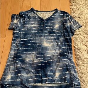 Blue Tie-Dye V-Neck T-Shirt little sleepies